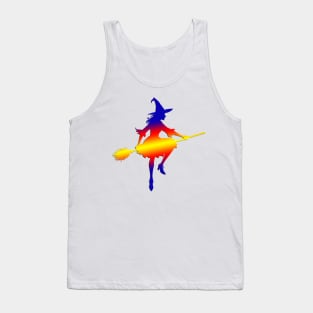 Halloween Witch Riding On A Broomstick Tank Top